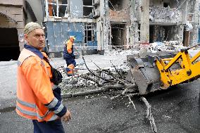 Impact of Russian overnight attack in Shevchenkivskyi district of Kyiv